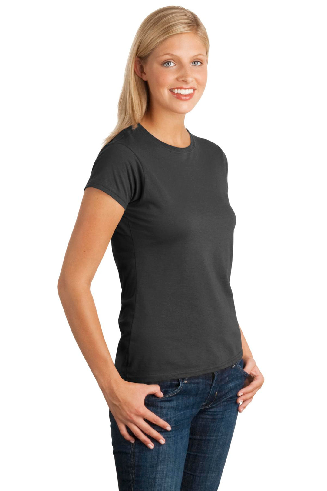 Charcoal Gildan Softstyle Women's T-Shirt. 64000L