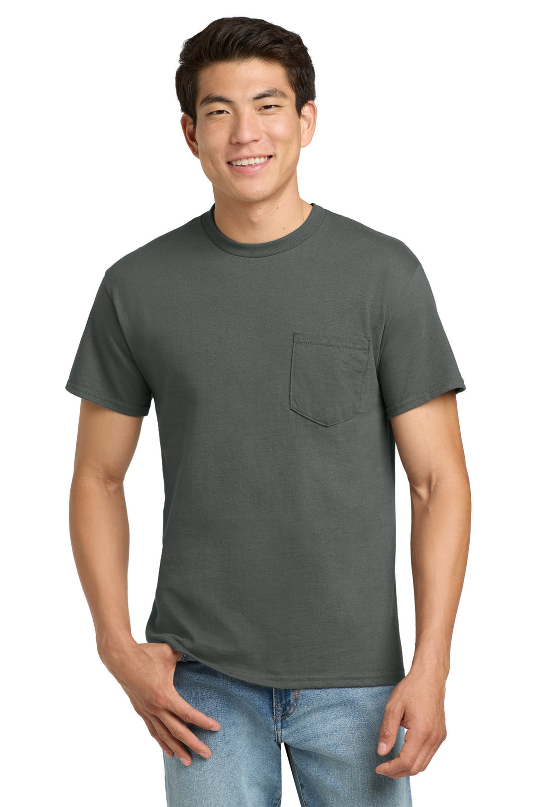 Charcoal Gildan - Ultra Cotton 100% US Cotton T-Shirt with Pocket. 2300
