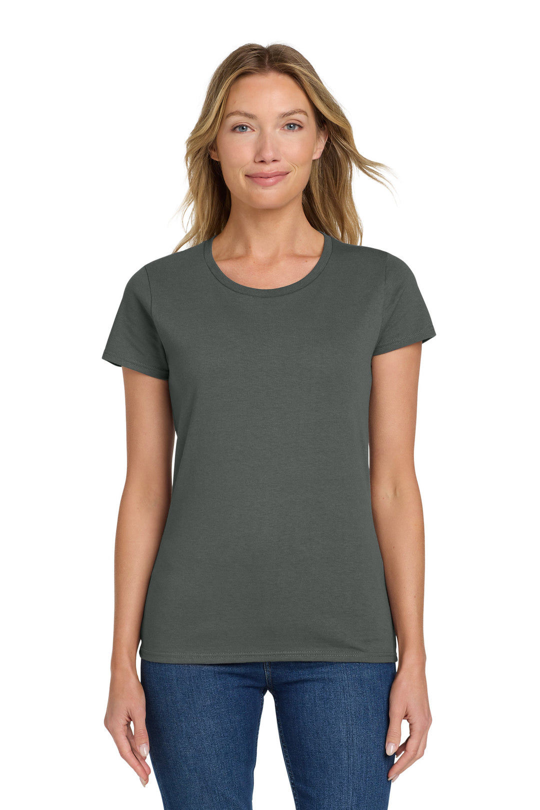 Charcoal Gildan Women's Heavy Cotton 100% Cotton T-Shirt. 5000L