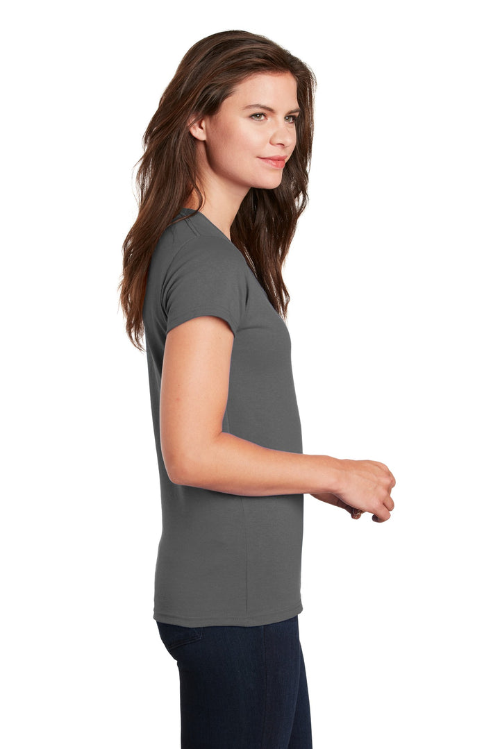Charcoal Gildan Women's Heavy Cotton 100% Cotton V-Neck T-Shirt. 5V00L