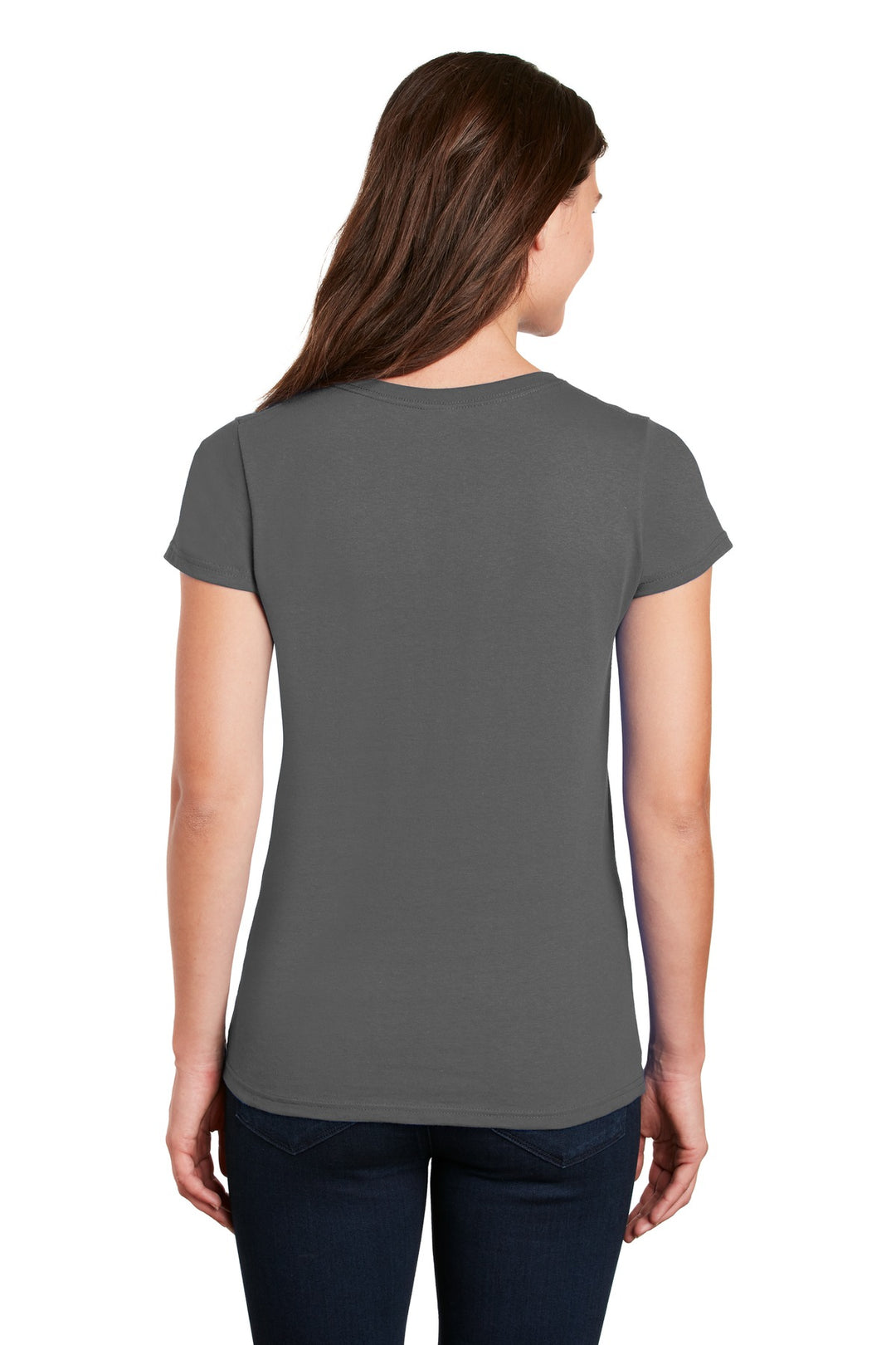Charcoal Gildan Women's Heavy Cotton 100% Cotton V-Neck T-Shirt. 5V00L