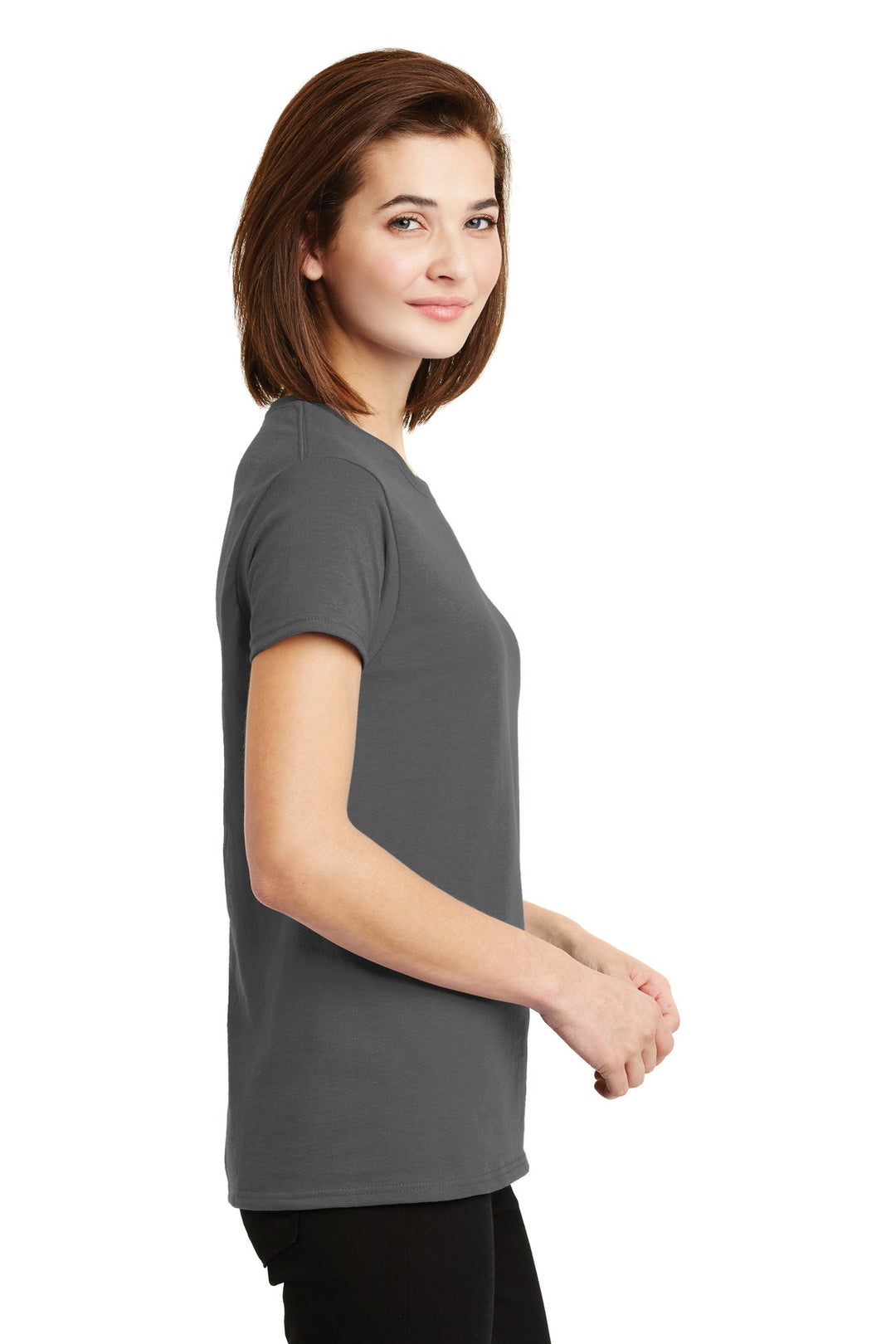 Charcoal Gildan Women's Ultra Cotton 100% US Cotton T-Shirt. 2000L