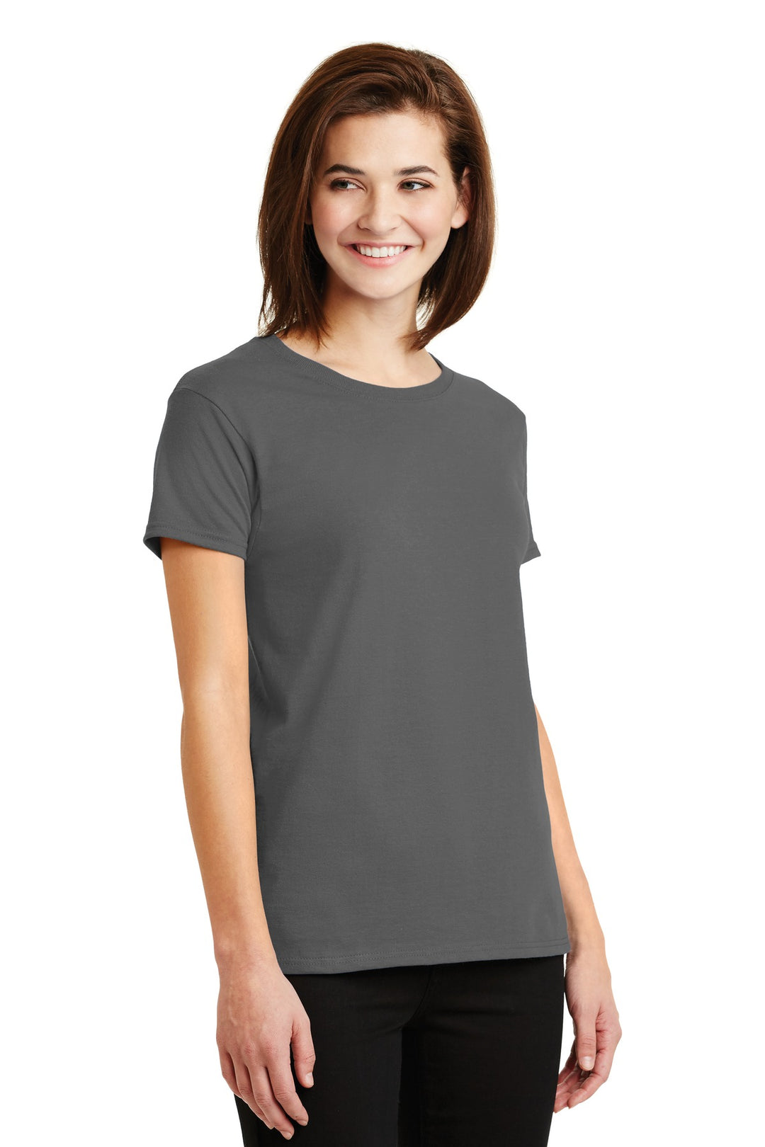 Charcoal Gildan Women's Ultra Cotton 100% US Cotton T-Shirt. 2000L