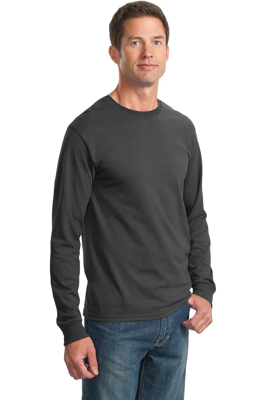 Charcoal Grey Jerzees - Dri-Power 50/50 Cotton/Poly Long Sleeve T-Shirt. 29LS