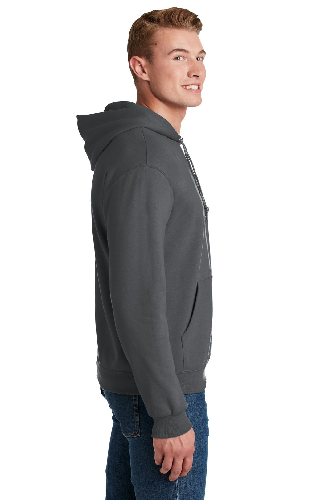 Charcoal Grey Jerzees NuBlend Pullover Hooded Sweatshirt. 996M