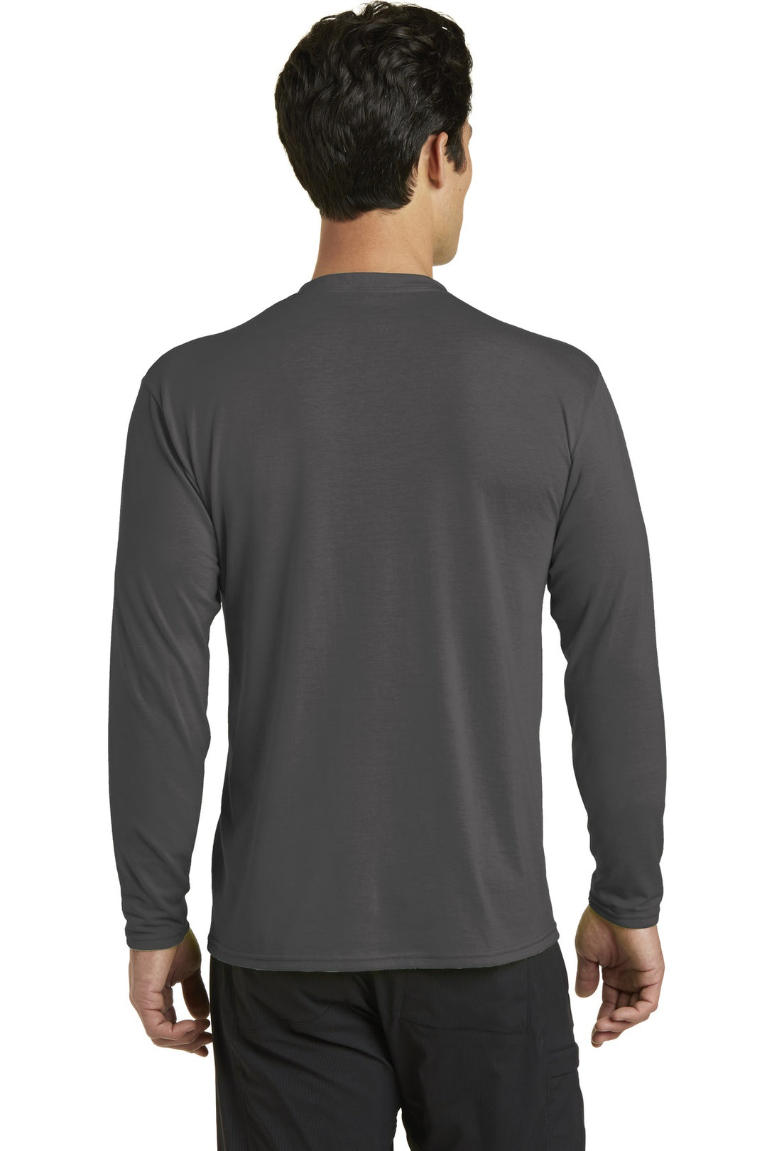 Charcoal Port & Company Long Sleeve Performance Blend Tee. PC381LS