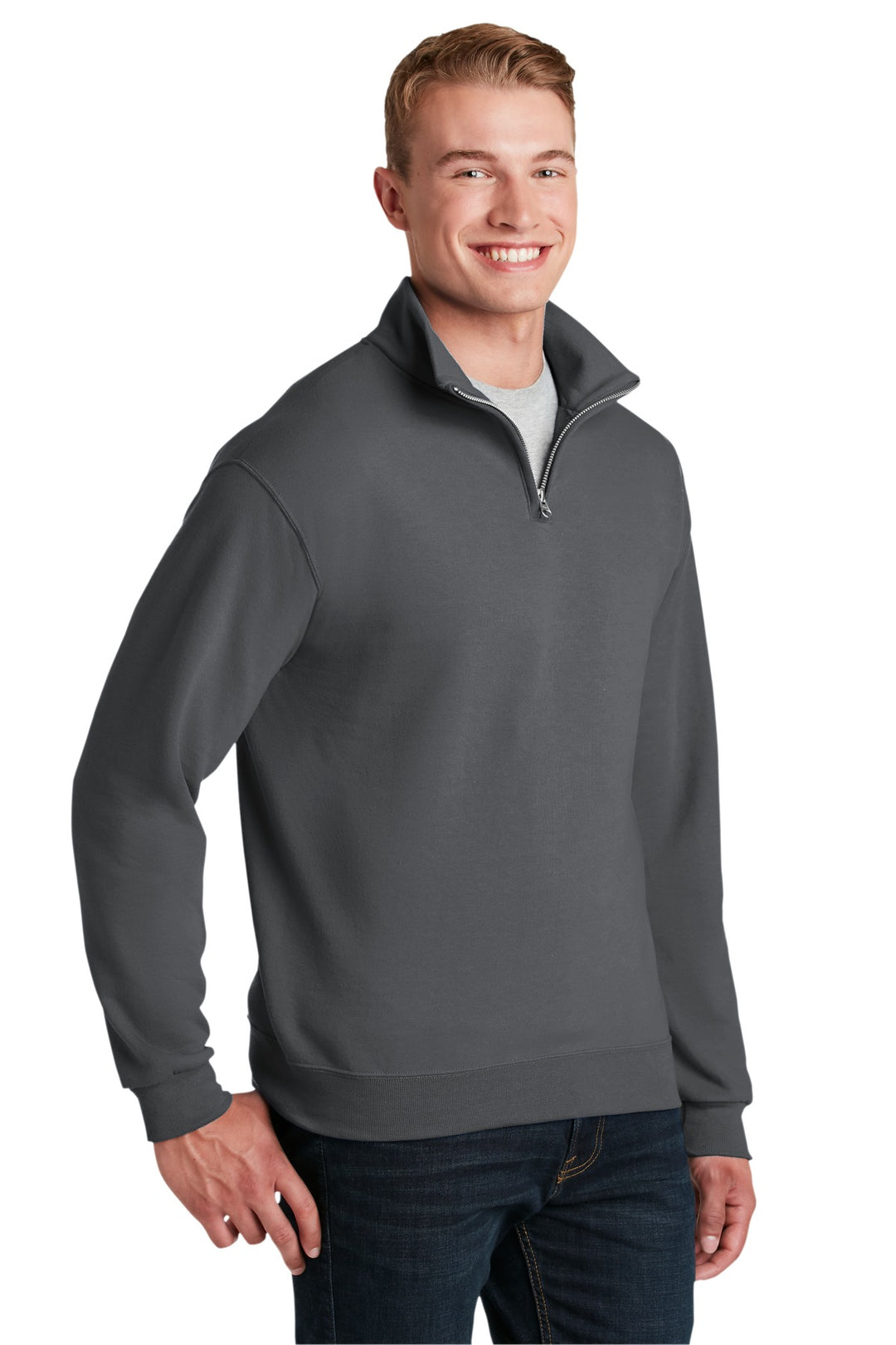 CharGrey Jerzees - NuBlend 1/4-Zip Cadet Collar Sweatshirt. 995M