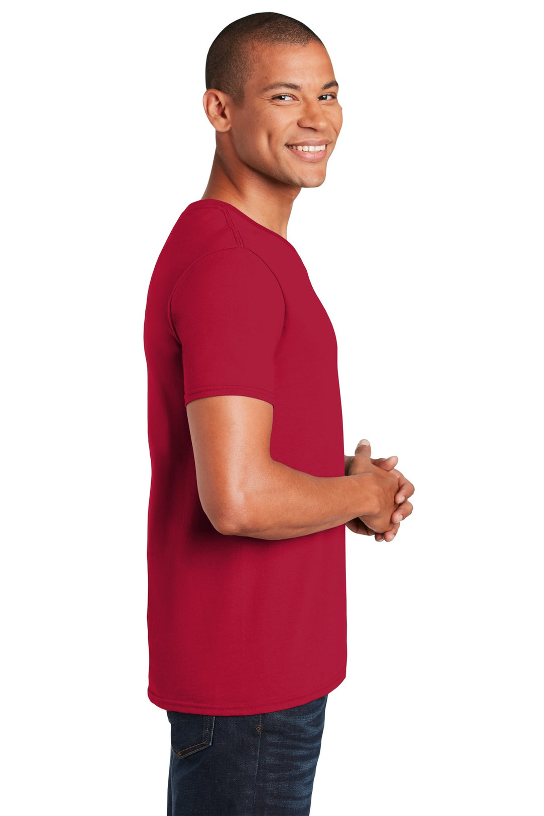 Cherry Red Gildan Softstyle V-Neck T-Shirt. 64V00
