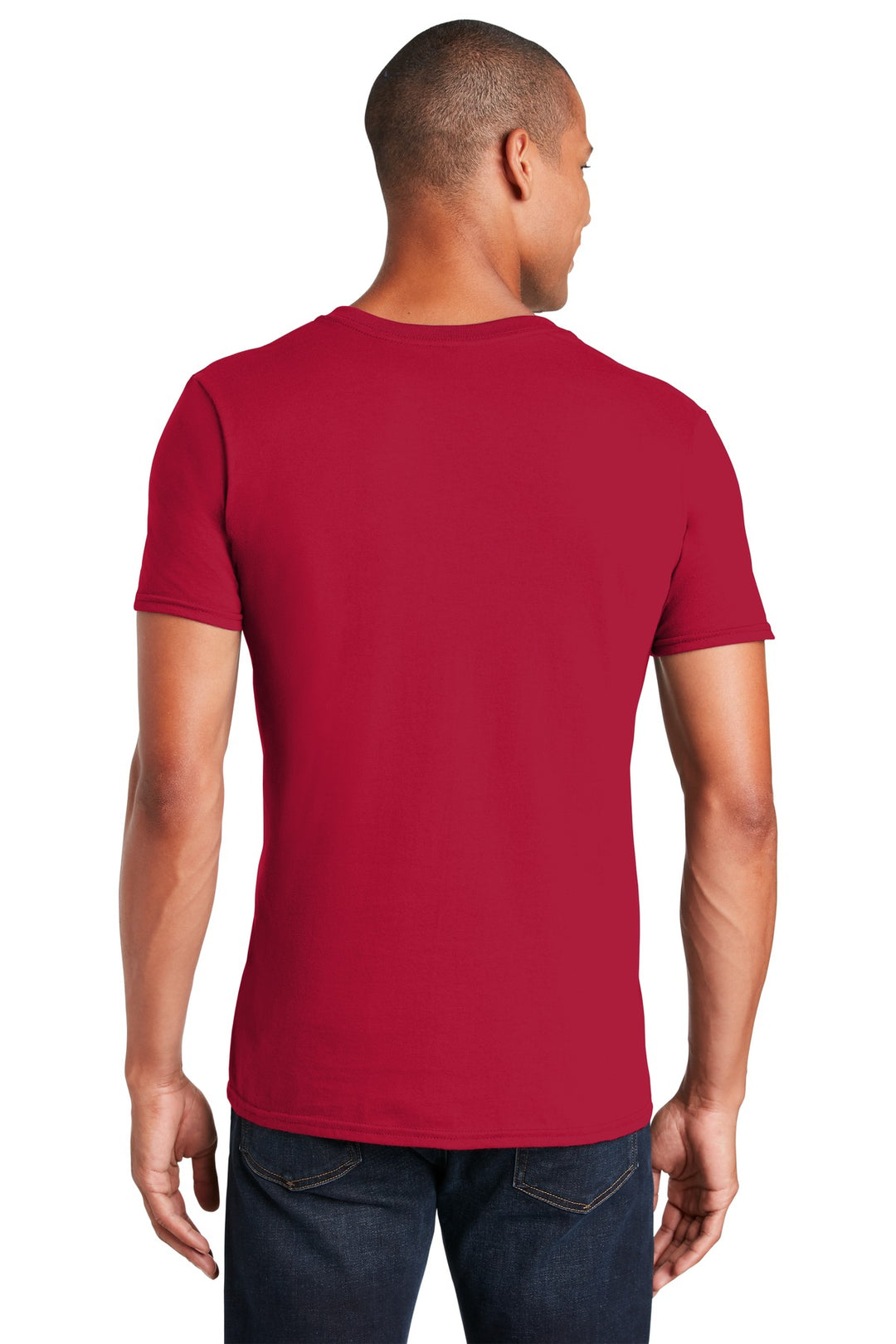 Cherry Red Gildan Softstyle V-Neck T-Shirt. 64V00