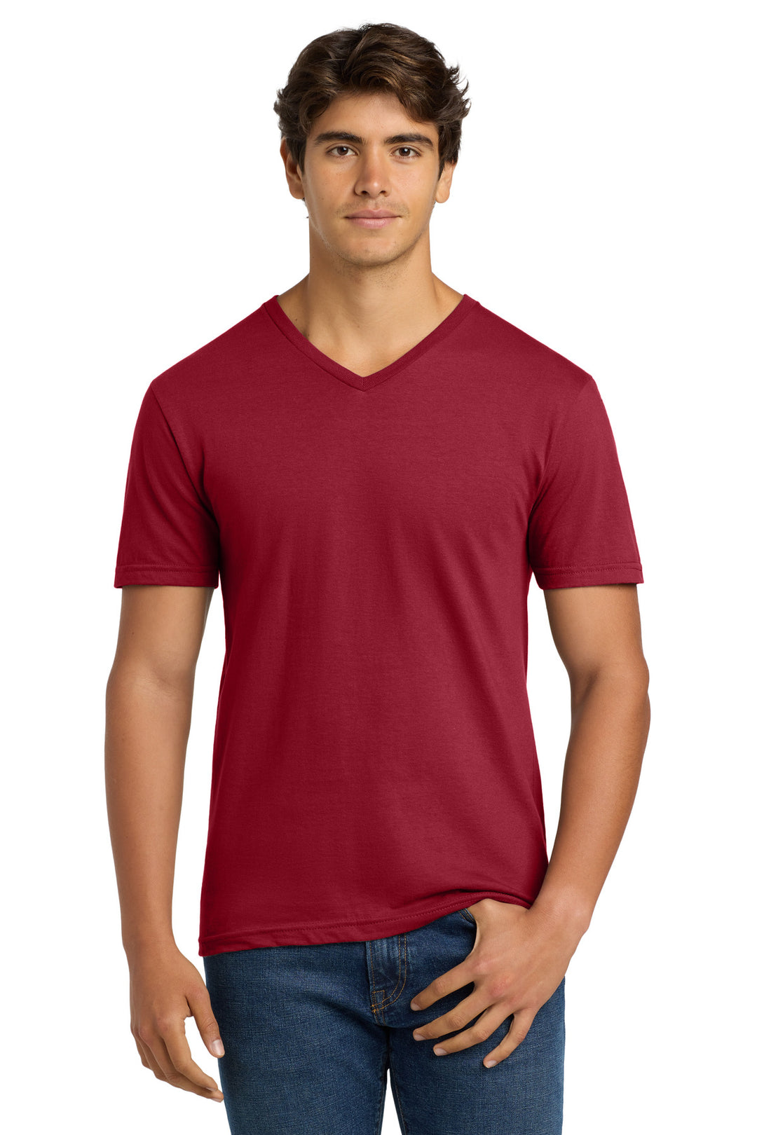 Cherry Red Gildan Softstyle V-Neck T-Shirt. 64V00