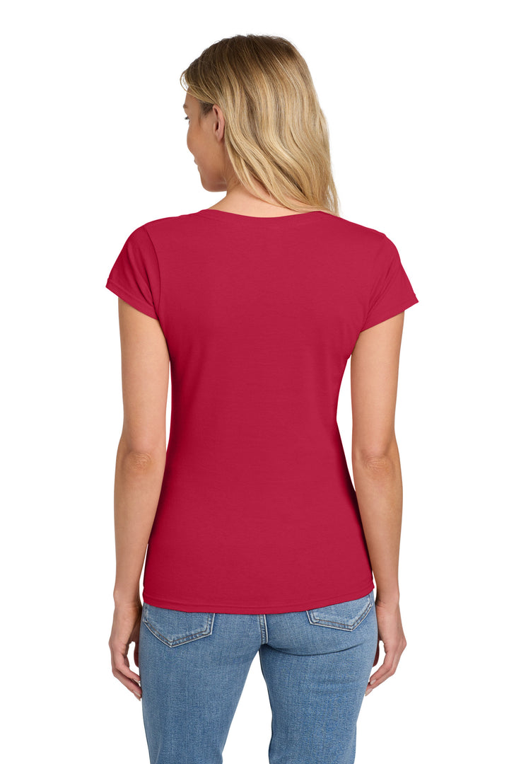 Cherry Red Gildan Softstyle Women's Fit V-Neck T-Shirt. 64V00L