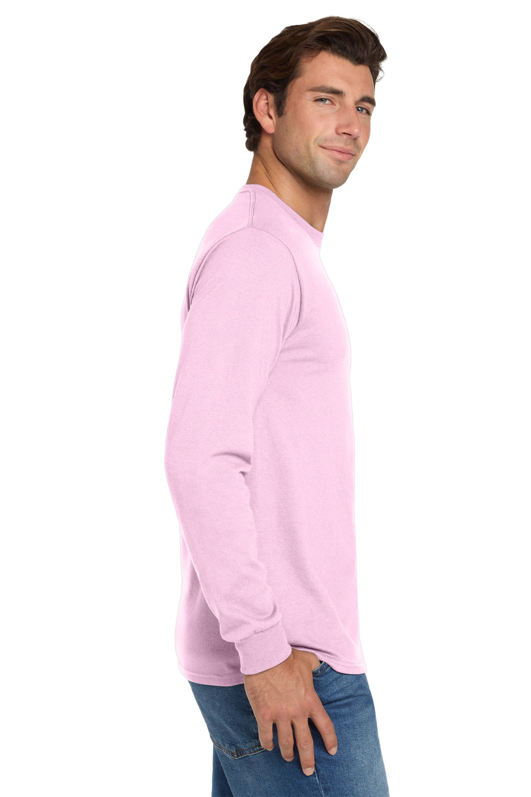 Classic Pink Jerzees - Dri-Power 50/50 Cotton/Poly Long Sleeve T-Shirt. 29LS