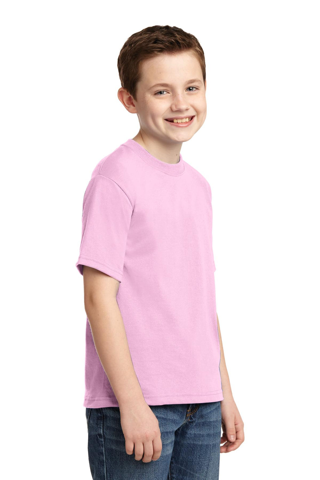 Classic Pink Jerzees - Youth Dri-Power 50/50 Cotton/Poly T-Shirt. 29B