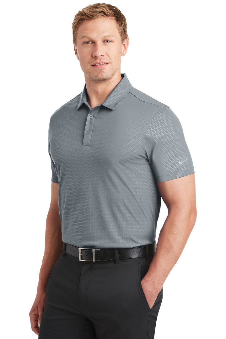 Cool Grey Nike Dri-FIT Embossed Tri-Blade Polo. 838964