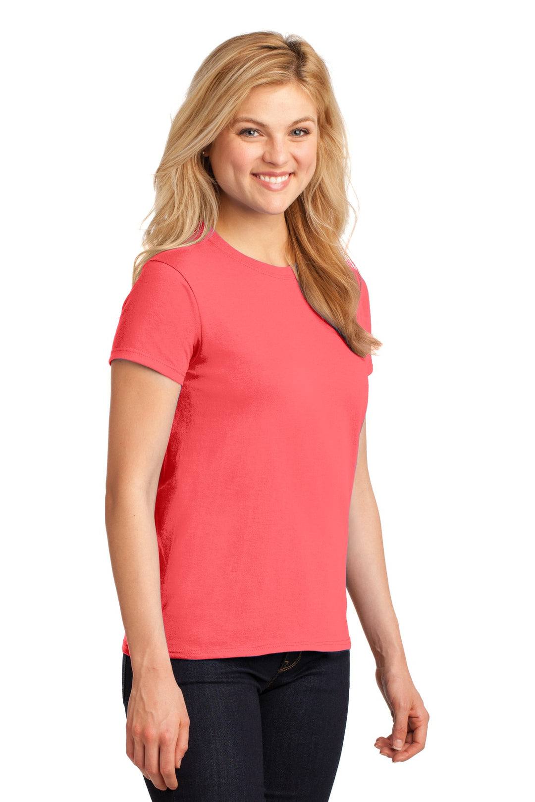 Coral Silk Gildan Women's Heavy Cotton 100% Cotton T-Shirt. 5000L