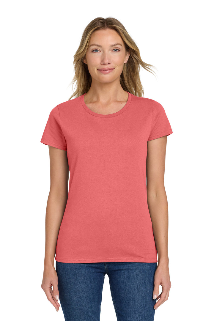 Coral Silk Gildan Women's Heavy Cotton 100% Cotton T-Shirt. 5000L