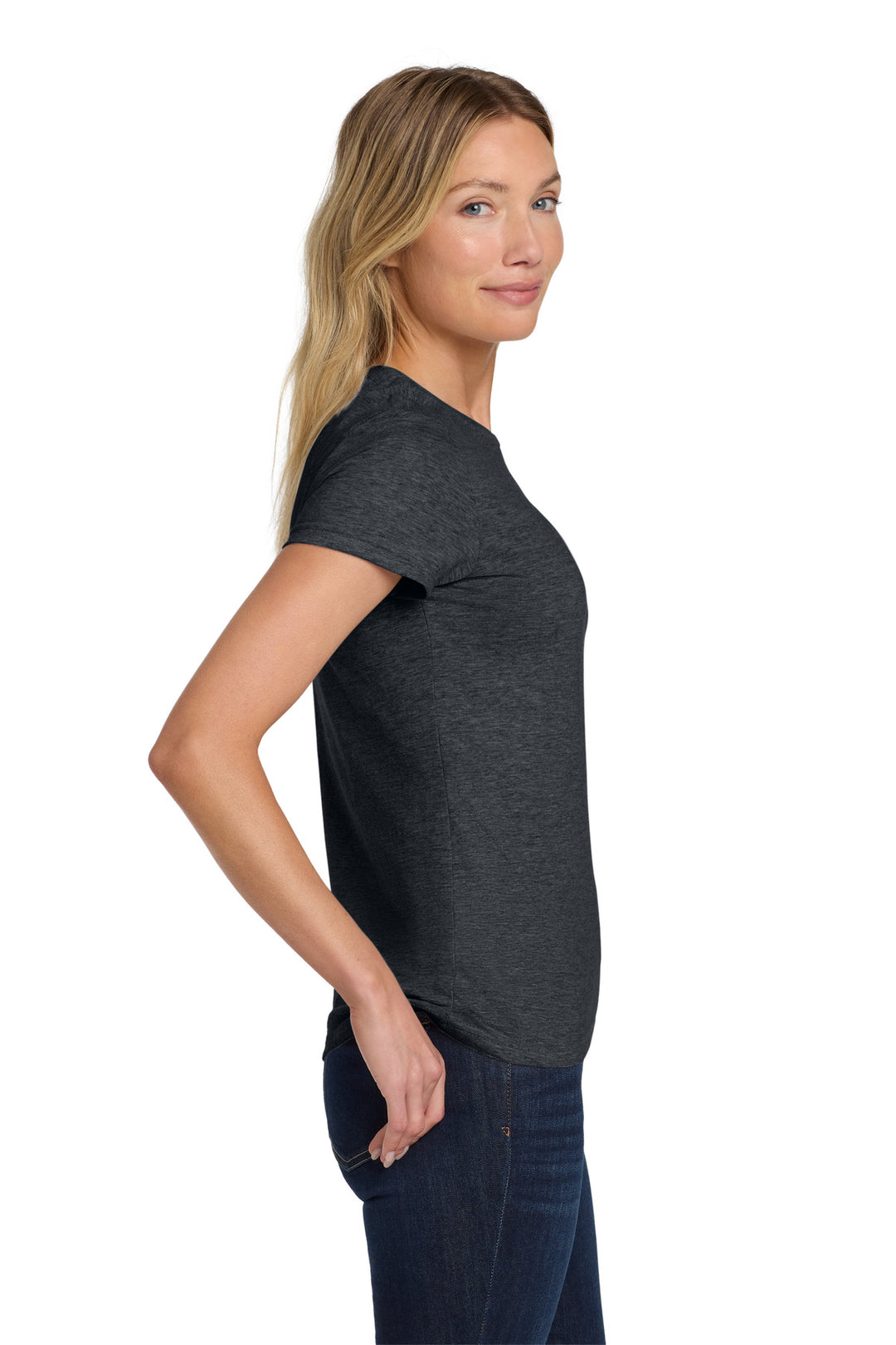 Dark Heather Gildan Softstyle Women's T-Shirt. 64000L