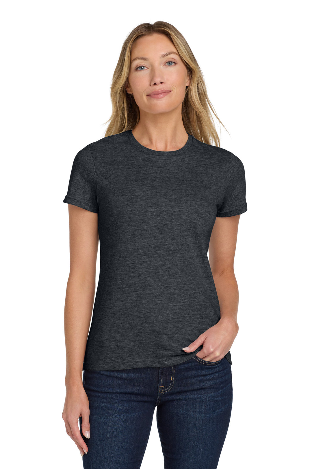 Dark Heather Gildan Softstyle Women's T-Shirt. 64000L