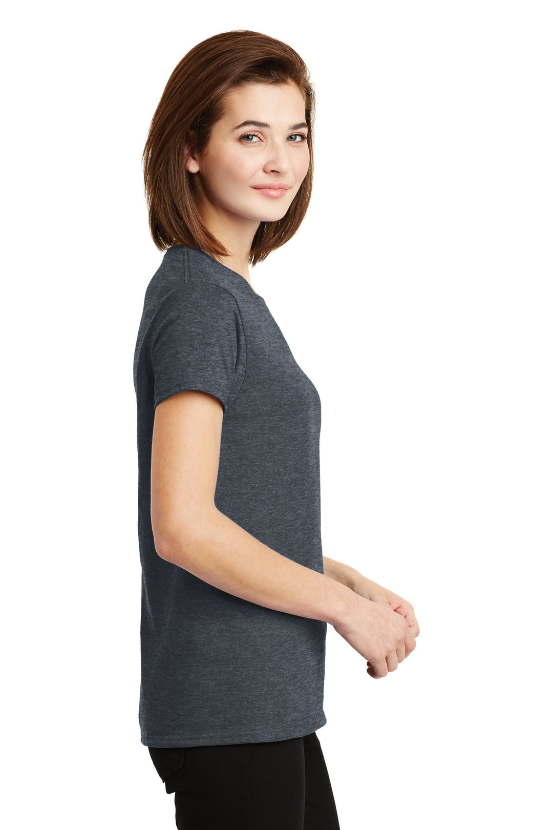 Dark Heather Gildan Women's Ultra Cotton 100% US Cotton T-Shirt. 2000L