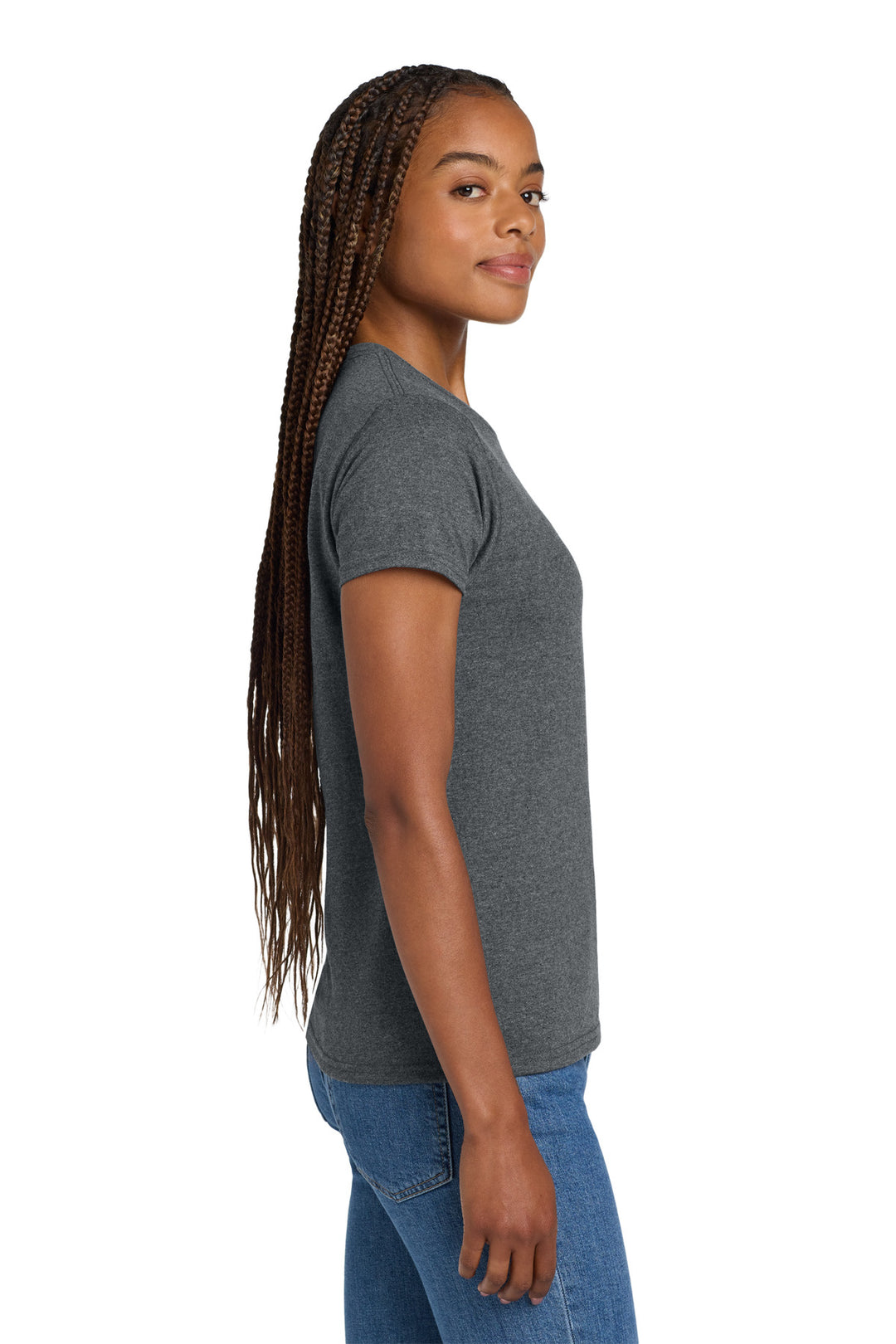 Dark Heather Gildan Women's Ultra Cotton 100% US Cotton T-Shirt. 2000L