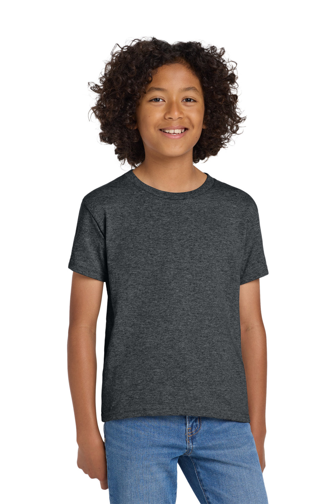 Dark Heather Gildan Youth DryBlend 50 Cotton/50 Poly T-Shirt. 8000B