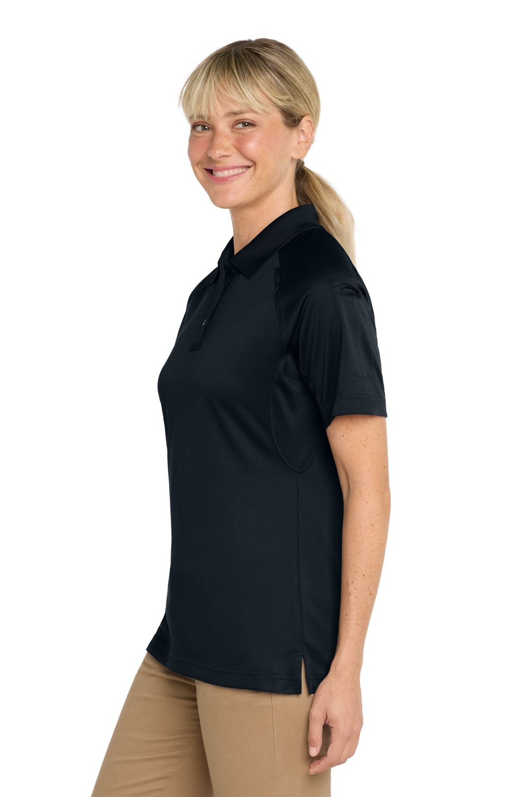 Dark Navy CornerStone Women's Select Snag-Proof Tactical Polo. CS411