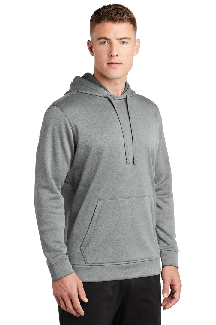 Dark Silver He Sport-Tek PosiCharge Sport-Wick Heather Fleece Hooded Pullover. ST264