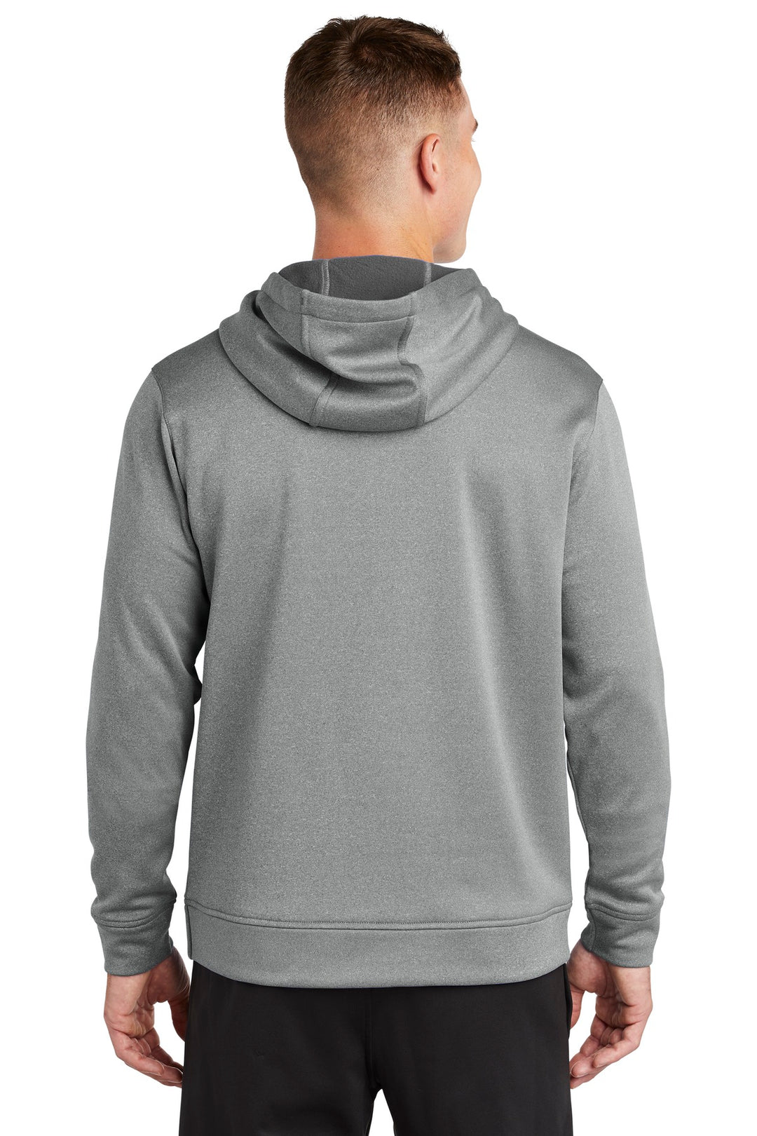 Dark Silver He Sport-Tek PosiCharge Sport-Wick Heather Fleece Hooded Pullover. ST264