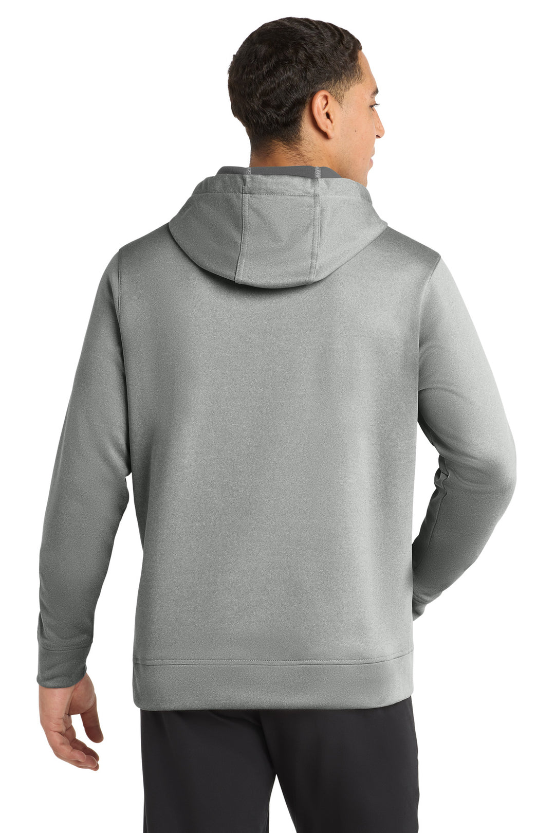 Dark Silver He Sport-Tek PosiCharge Sport-Wick Heather Fleece Hooded Pullover. ST264