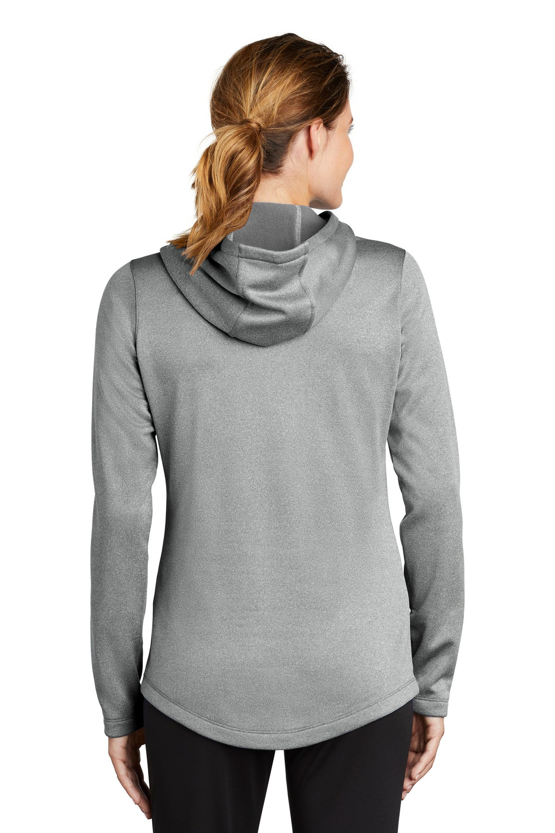 Dark Silver He Sport-Tek Women's PosiCharge Sport-Wick Heather Fleece Hooded Pullover. LST264