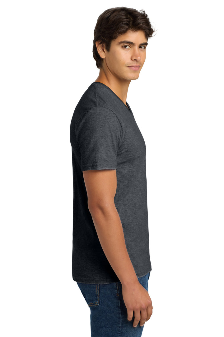 DarkHthr Gildan Softstyle V-Neck T-Shirt. 64V00