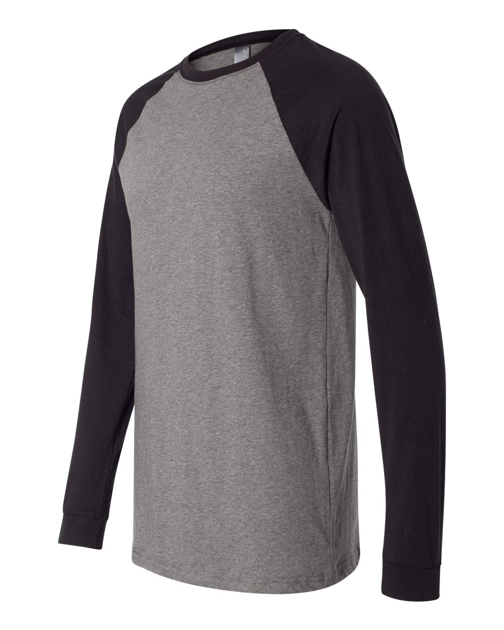 Deep Heather/ Black Long Sleeve Jersey Baseball Tee - 3000
