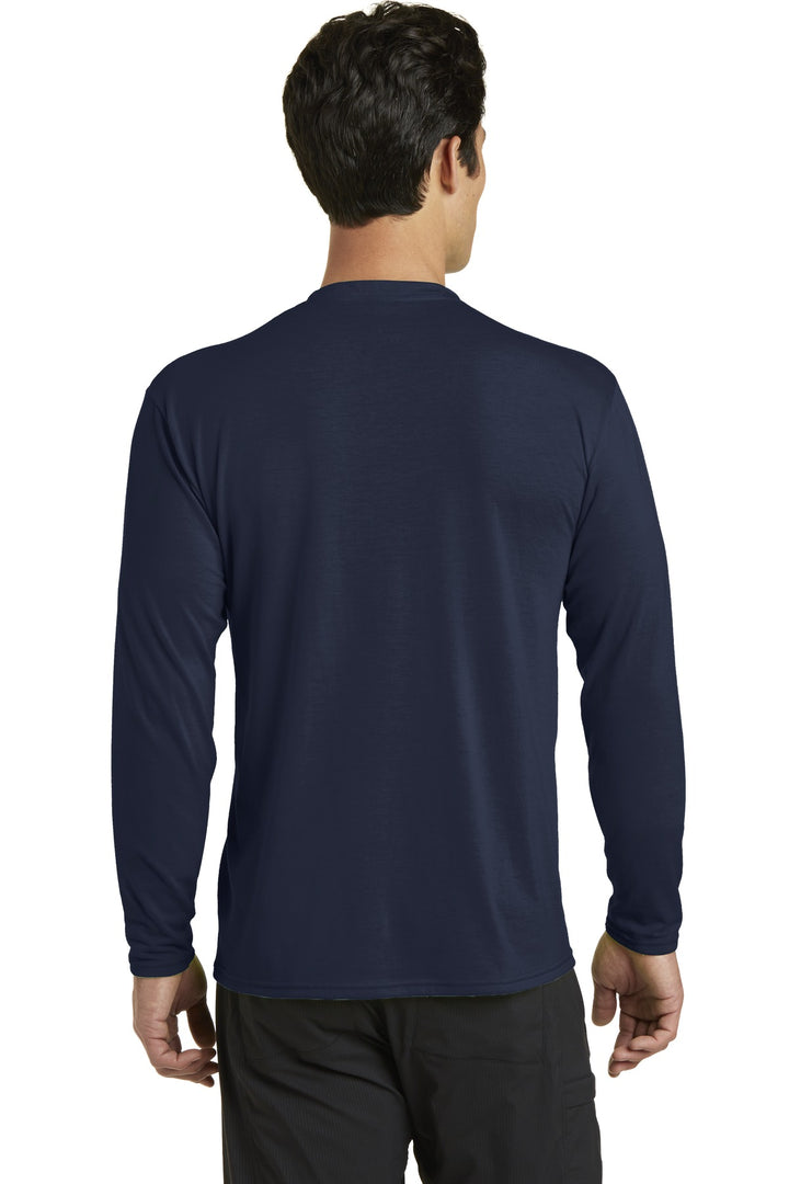 Deep Navy Port & Company Long Sleeve Performance Blend Tee. PC381LS