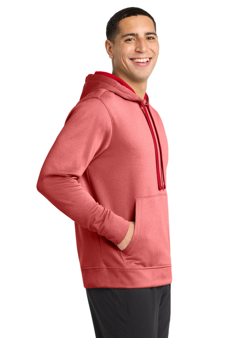 Deep Red Hthr Sport-Tek PosiCharge Sport-Wick Heather Fleece Hooded Pullover. ST264