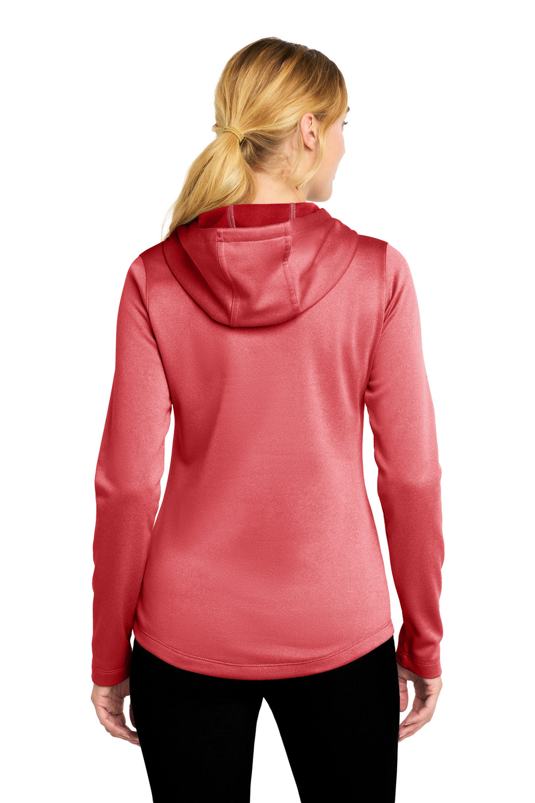 Deep Red Hthr Sport-Tek Women's PosiCharge Sport-Wick Heather Fleece Hooded Pullover. LST264