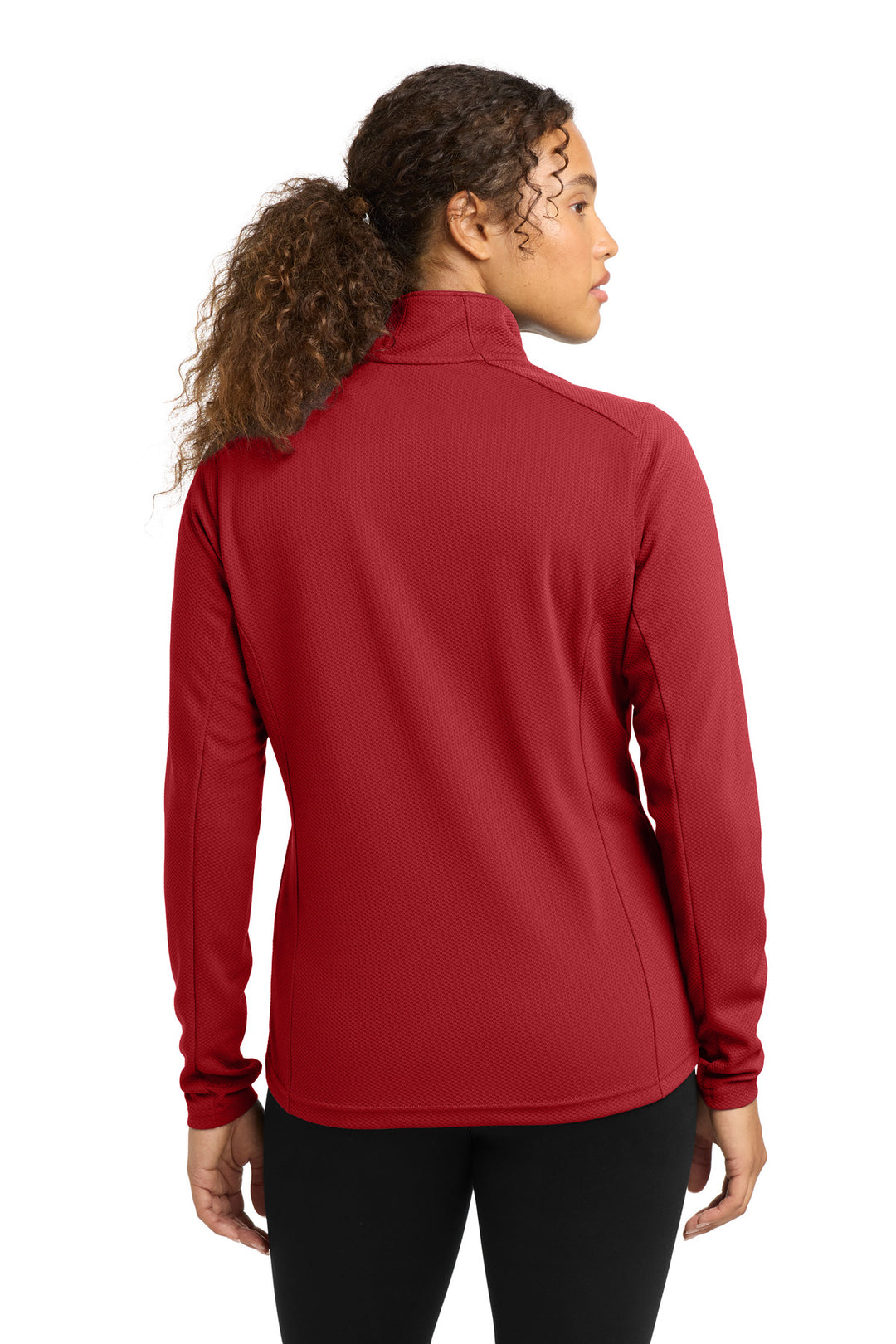 Deep Red Sport-Tek Women's Sport-Wick Textured 1/4-Zip Pullover. LST860