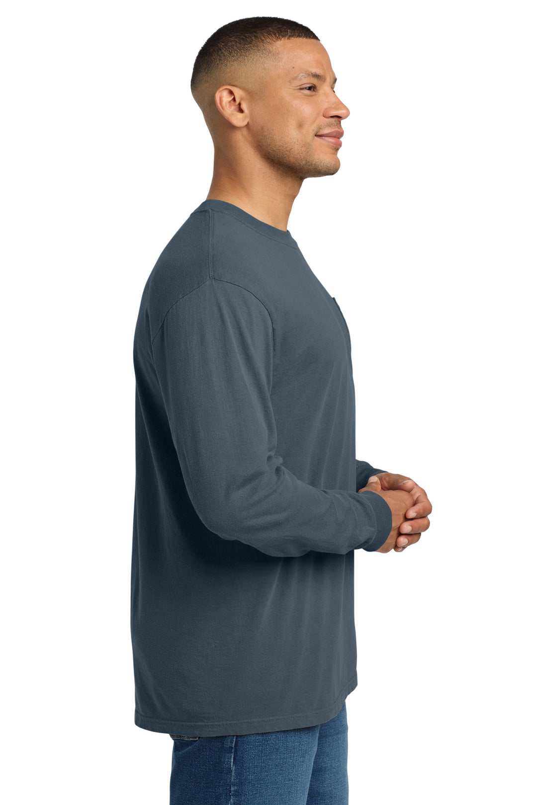 Denim COMFORT COLORS Heavyweight Ring Spun Long Sleeve Pocket Tee. 4410