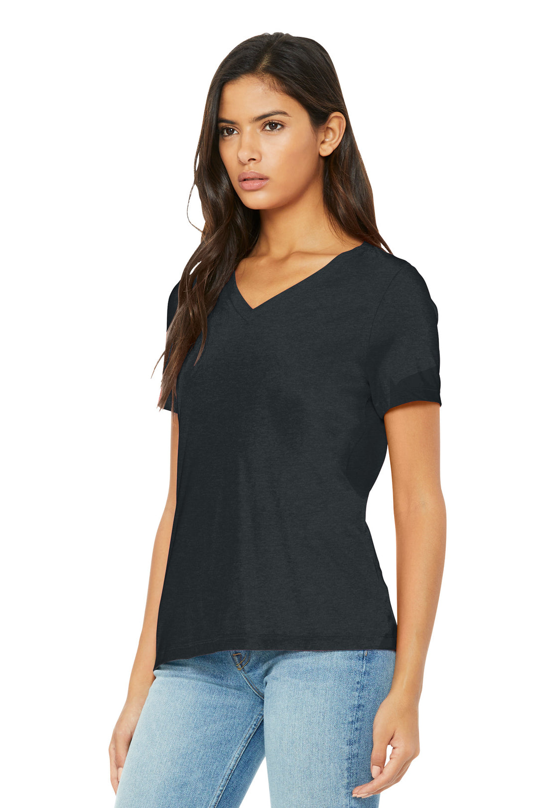 DkGyHthr BELLA+CANVAS Women's Relaxed Heather CVC V-Neck Tee BC6405CVC