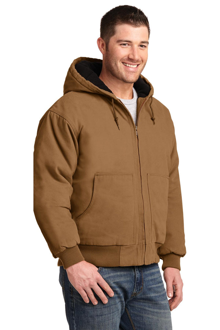 Duck Brown CornerStone Washed Duck Cloth Insulated Hooded Work Jacket. CSJ41