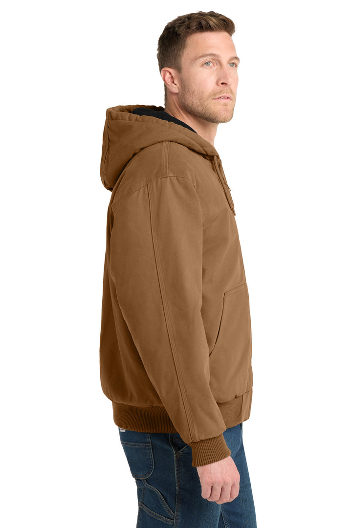 Duck Brown CornerStone Washed Duck Cloth Insulated Hooded Work Jacket. CSJ41