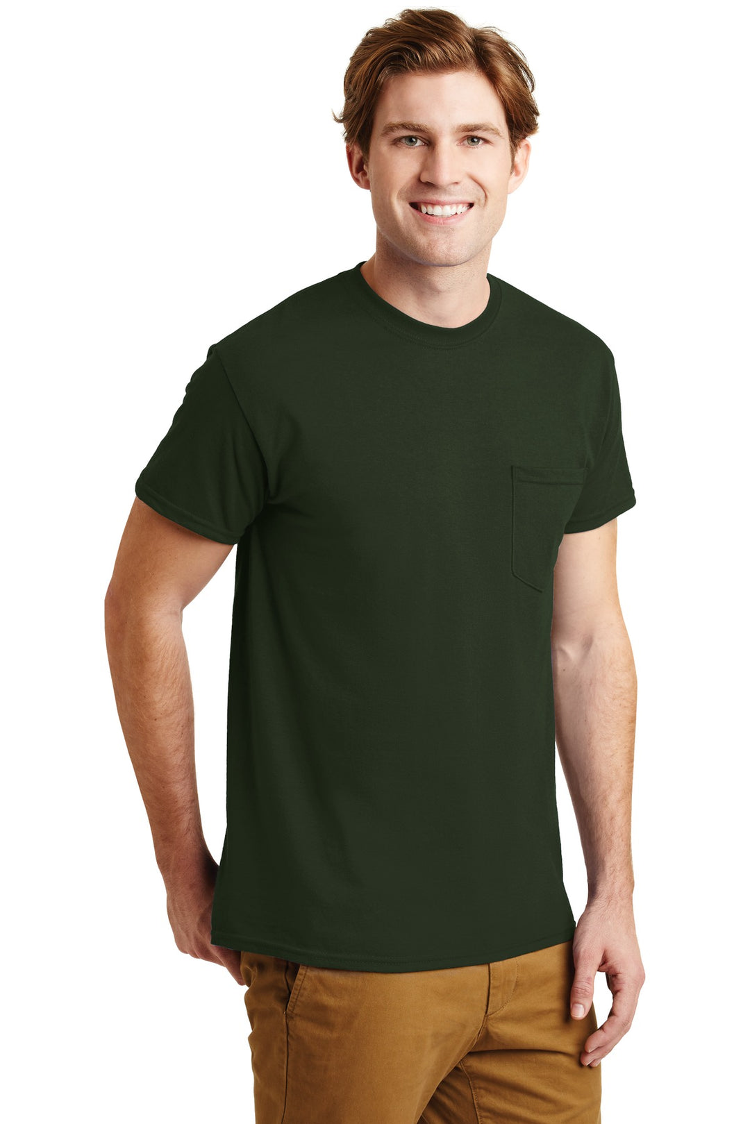 Forest Green Gildan - DryBlend 50 Cotton/50 Poly Pocket T-Shirt. 8300