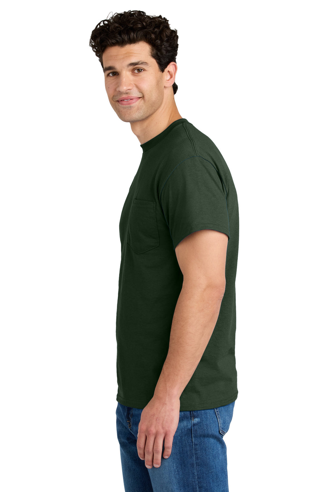 Forest Green Gildan - DryBlend 50 Cotton/50 Poly Pocket T-Shirt. 8300