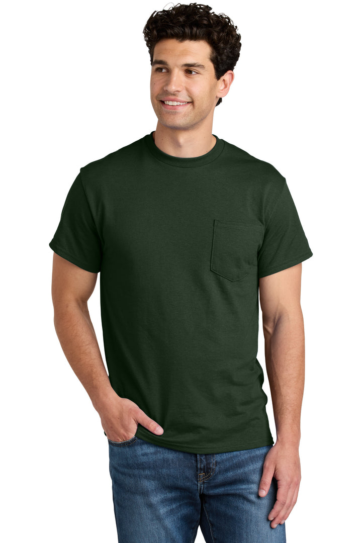 Forest Green Gildan - DryBlend 50 Cotton/50 Poly Pocket T-Shirt. 8300