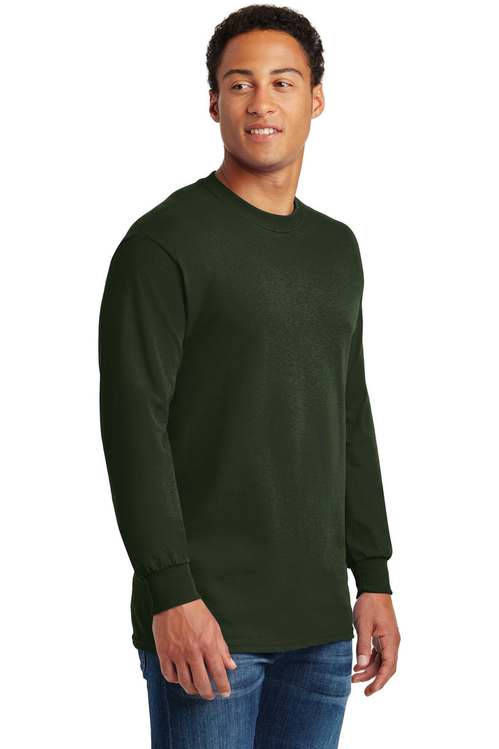 Forest Green Gildan - Heavy Cotton 100% Cotton Long Sleeve T-Shirt. 5400