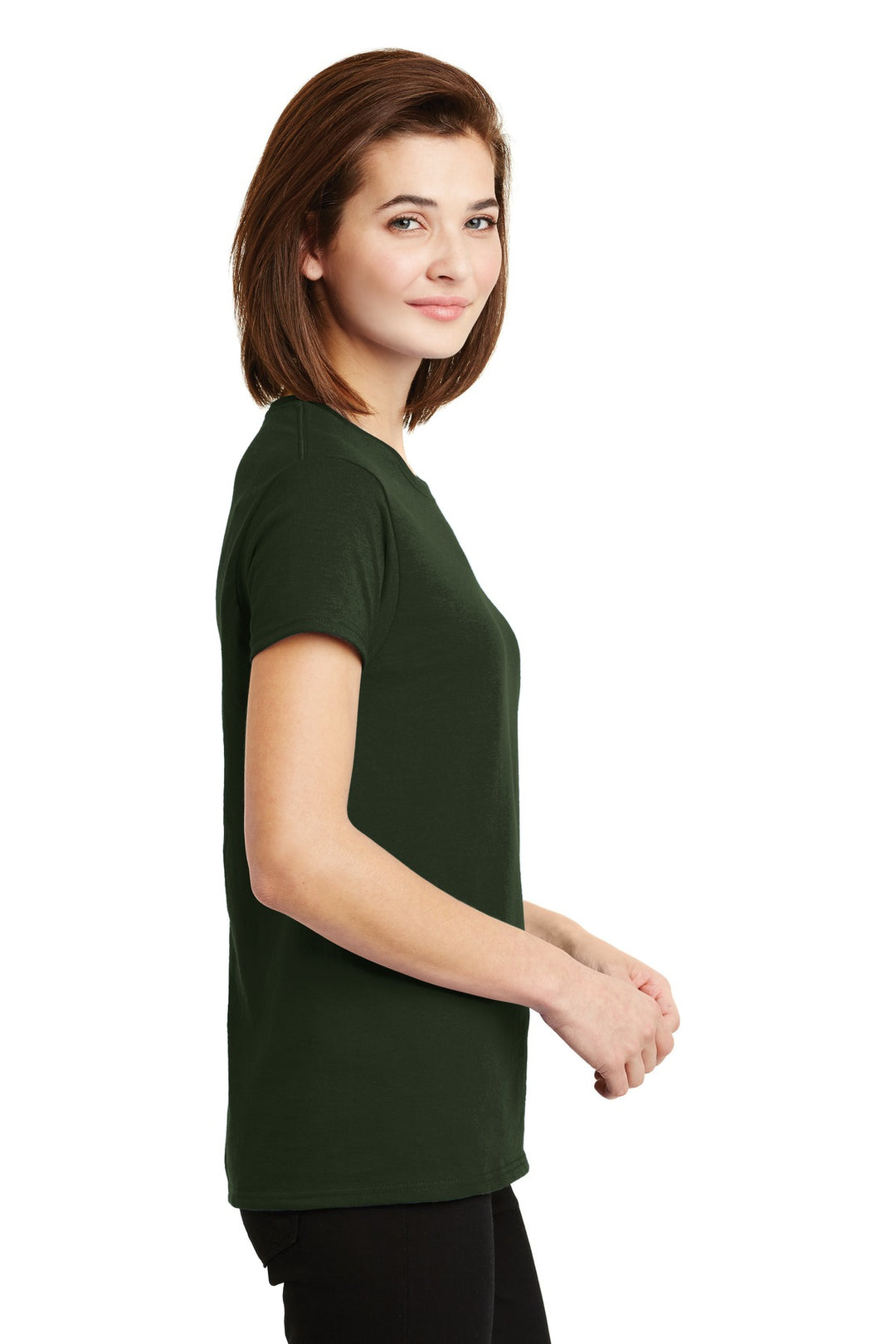 Forest Green Gildan Women's Ultra Cotton 100% US Cotton T-Shirt. 2000L