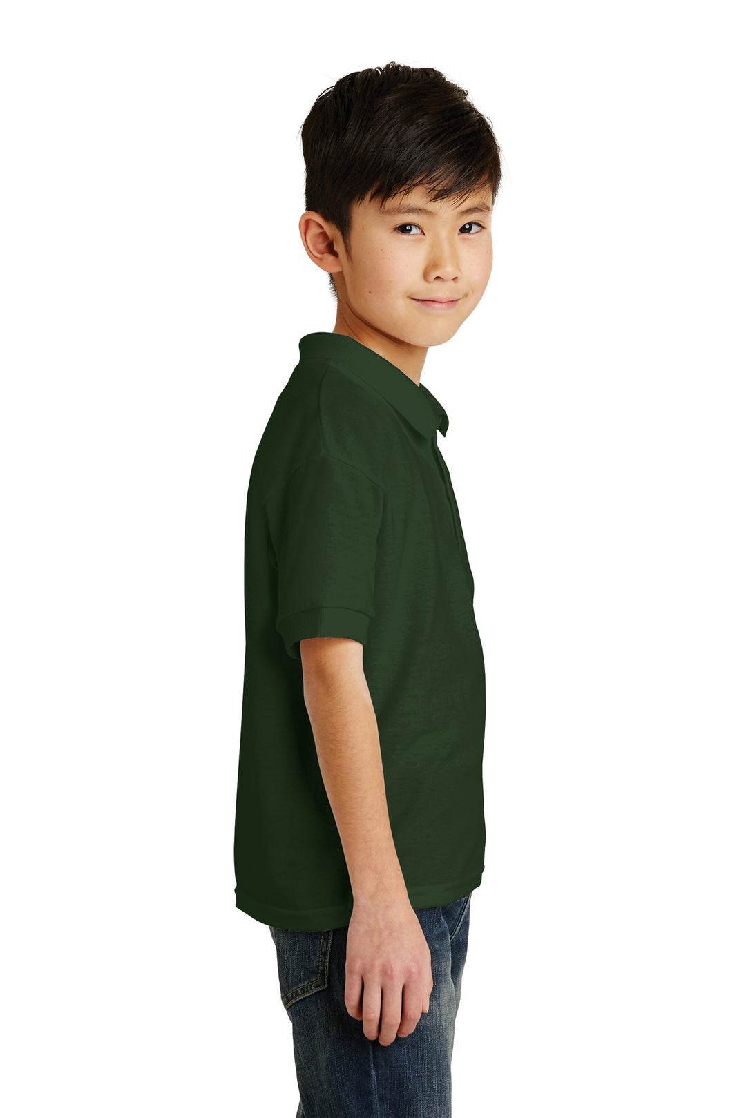 Forest Green Gildan Youth DryBlend 6-Ounce Jersey Knit Sport Shirt. 8800B