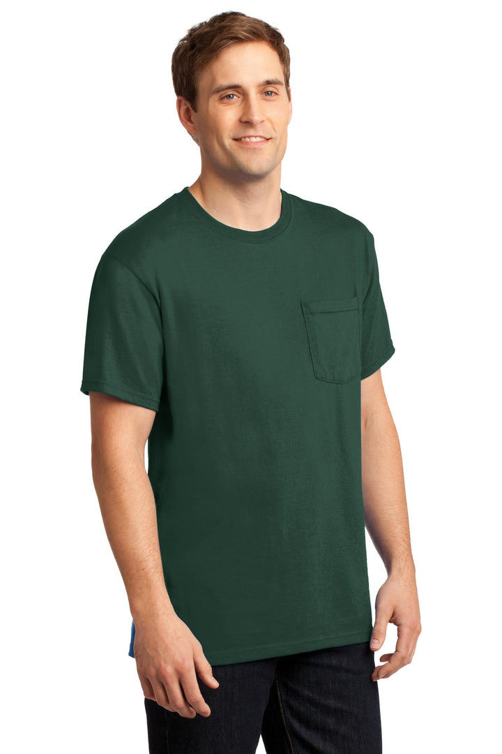 Forest Green Jerzees - Dri-Power 50/50 Cotton/Poly Pocket T-Shirt. 29MP