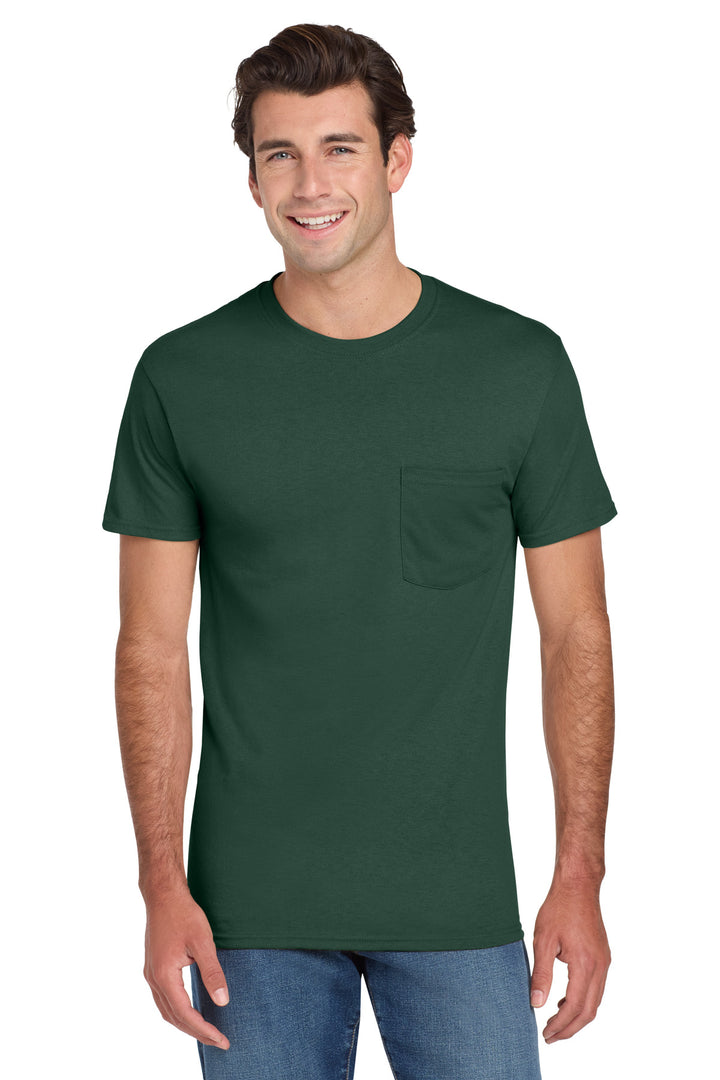 Forest Green Jerzees - Dri-Power 50/50 Cotton/Poly Pocket T-Shirt. 29MP