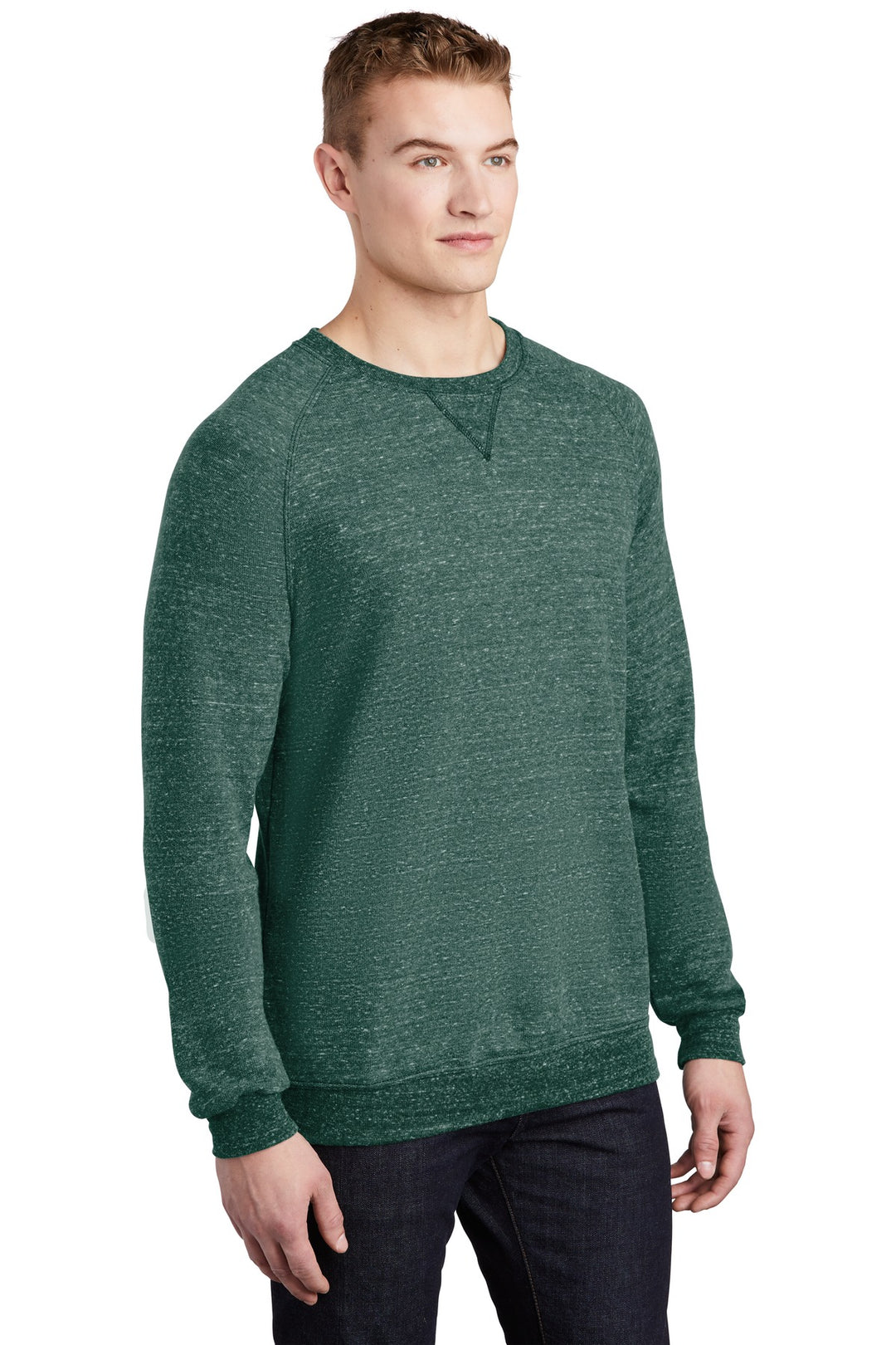 Forest Green Jerzees Snow Heather French Terry Raglan Crew 91M