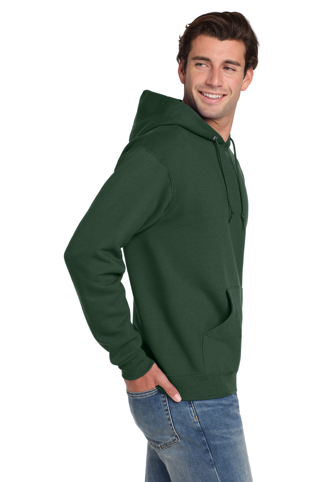 Forest Green Jerzees Super Sweats NuBlend - Pullover Hooded Sweatshirt. 4997M